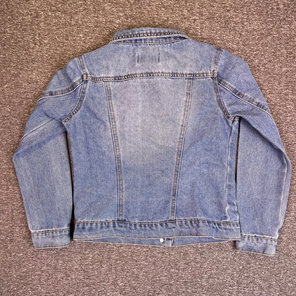 Tommy Bahama Denim Jacket Girls 8‎ Blue Distressed Ripped Jean Coat Medium Wash